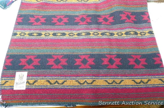 Woolrich blanket is 56" x 72". Could use cleaning.
