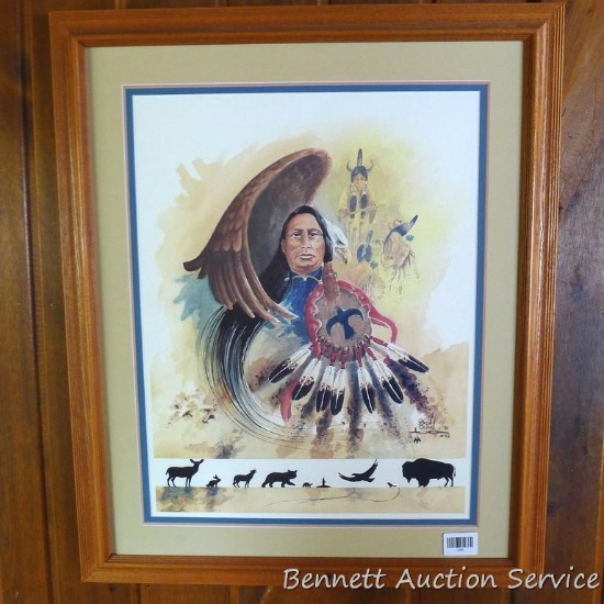 Wood framed, matted print labeled Iron Cloud 91 #42 is 24-1/2" x 29".