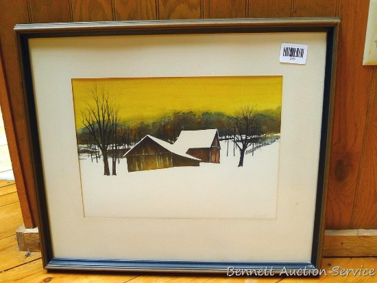 Gorgeous print "The Farm Yard" by Robert Metropulos; signed and numbered 18/500; framed and matted
