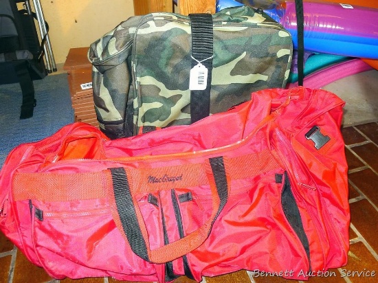 Camo duffle bag is 3'; MacGregor 28" duffle bag.