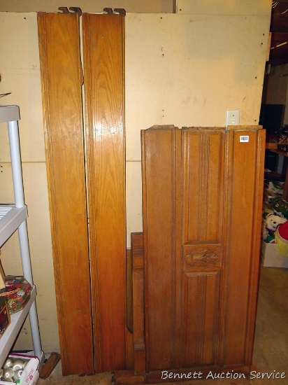 Pretty antique headboard and side rails are ready for a project or restoration. Headboard is 56" x