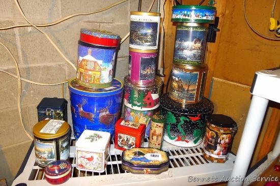 Assortment of tins up to 11" high.