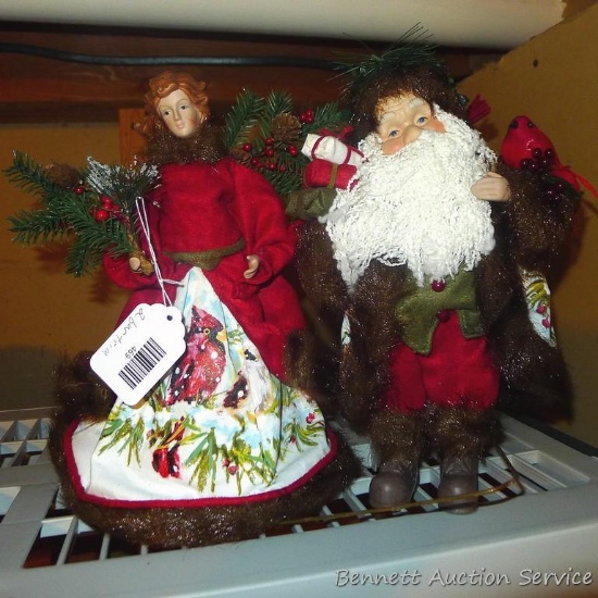 Woodland angel tree topper stands 12"; Woodland Santa.