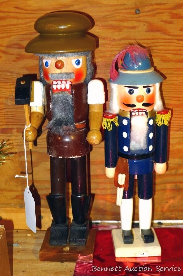 Two Nutcrackers, tallest is from Hallmark and stands 15" tall. Both in good condition.
