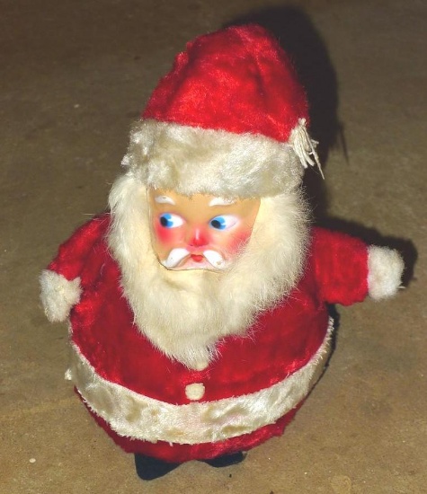 Very vintage Santa music box stands 11". Music box stem is missing finger tab, but I was able to