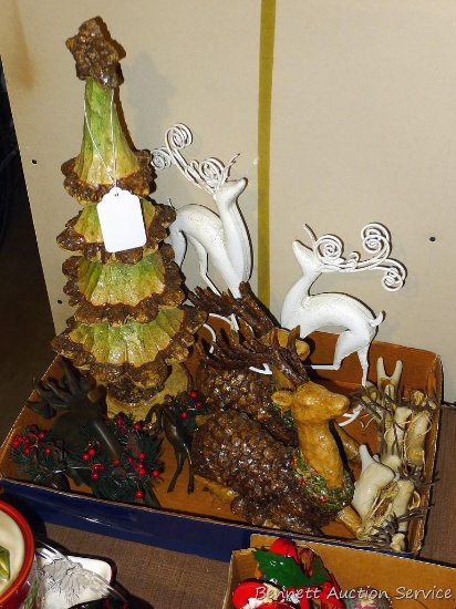 Reindeer holiday decorations, plus a 20" tall tree.