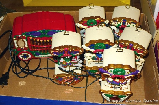 Mr. Christmas Holiday Carousel set comes with six ornaments.