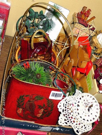 Holiday decorations including table top displays, wall hangings and more.