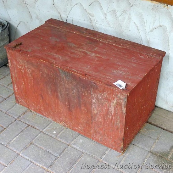 Cute little wooden chest is well weathered and 32" wide.