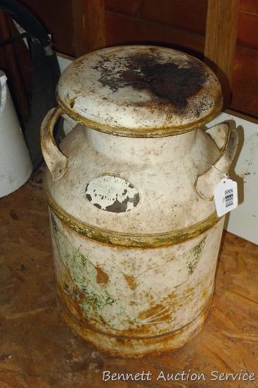 Short milk can is only 21" high, complete with Raw Milk Permit tag issued to J. Warren David of