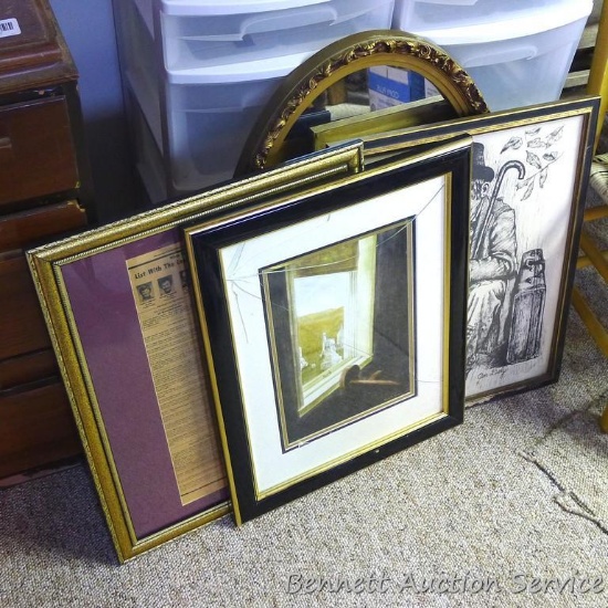 Three frames, plus a framed mirror. Mirror is 27" at largest.