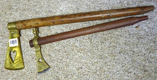 Two decorative tomahawks in good condition. Larger is 23".