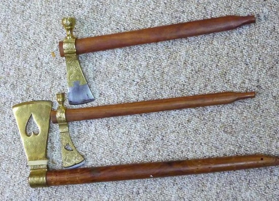Three decorative tomahawks in good condition. Largest is 23"