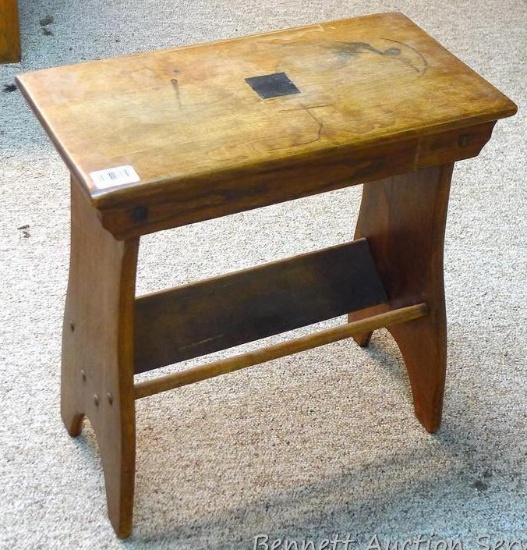 Wooden side table is very sturdy, has a book rack underneath and in good condition. 21" x 22" high x