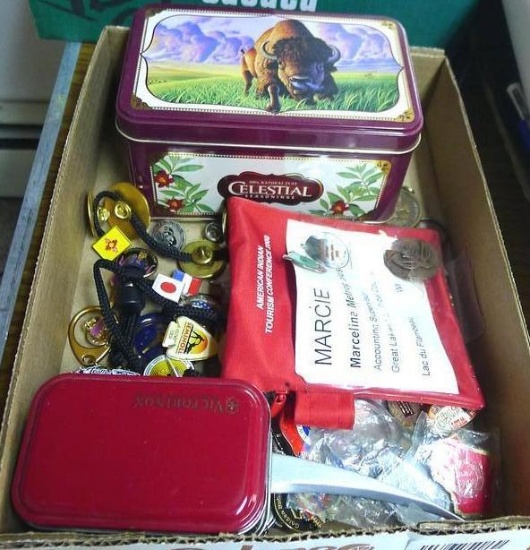 Harley Davidson, Native American Indian commemorative pins, plus Seminole key chains, lots more.