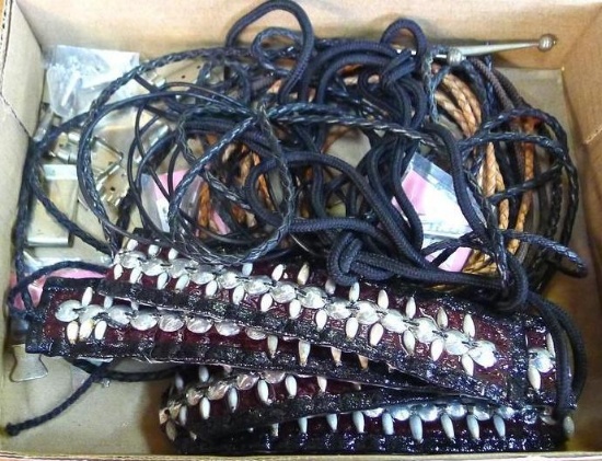 Bolo tie projects ready for finishing, plus other craft pieces.