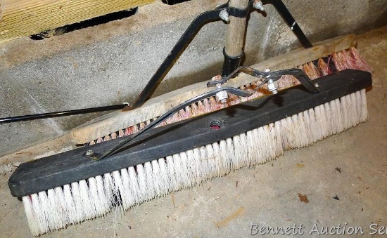 Three 24" push brooms, one needs a handle.