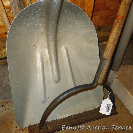 14" aluminum grain shovel and a swing style weed cutter.