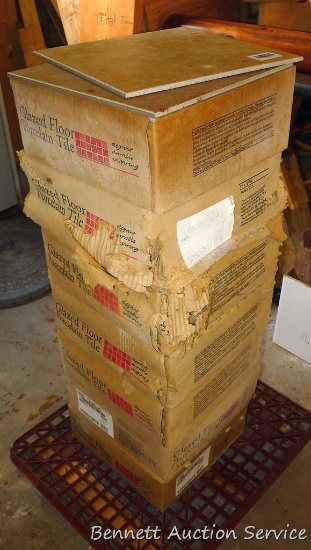 No Shipping. 7 boxes of 12" floor tile. Each contains 15 tiles.