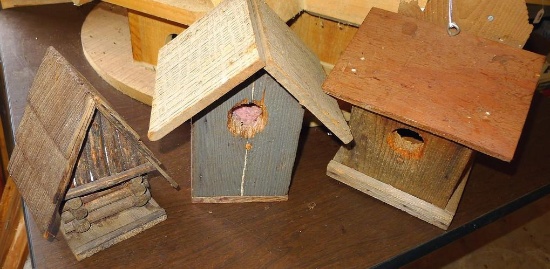Three super rustic bird houses up to 11".