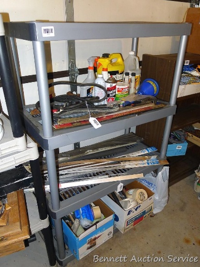 Composite shelving unit is 4'8" x 3' x 1'6".