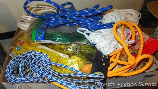 Assorted ropes, twines, and string up to 1/2".