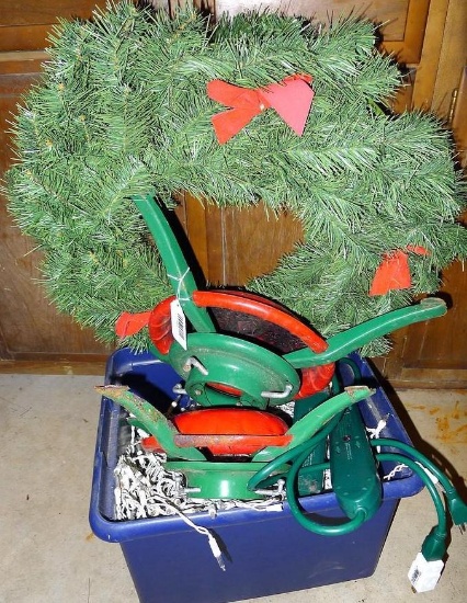 2' and smaller Christmas tree stands plus wreaths and lights.