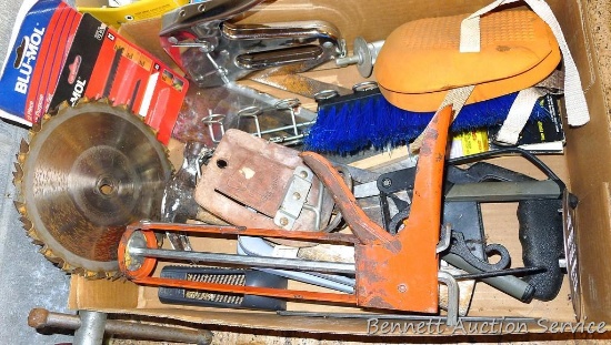 Stapler, caulk gun, claw hammer, knee pads, more.