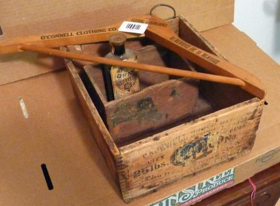 Capewell Horse Shoe Nail crate once went to a store in Cedarburgh, Wis., 10"; smaller box jointed