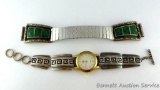 Ladies Timex watch has a decorative band marked 'Sterling'; men's watch band is 6-1/4