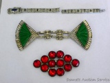 Vintage shoe clip with red sparkly stones are approx. 1-1/2