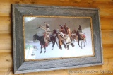 Native American winter print in a barnboard frame is 25