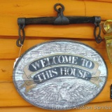 Vintage single tree and a welcome sign. Sign is about 24