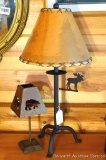 Northwoods themed lamp and a candle holder. Lamp is 2' tall and works.