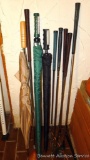 Northwestern Swinger Chi Chi Rodriguez wooden head golf club; 3' umbrellas; plus a bunch of golf