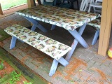 Three piece picnic table and benches. Table is approx. 2-1/2' x 5'.
