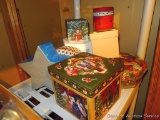 Variety of Christmas gift or display boxes. Largest is approx. 7