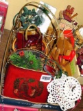 Holiday decorations including table top displays, wall hangings and more.