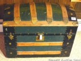 Dome top trunk is approx 2-1/2' wide. Hardware was patented 1872.