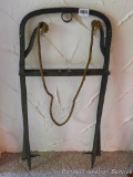 Antique hay harpoon is 3' high and in good condition.