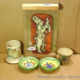Hand painted relief of the Second King of Palenque, vintage Trader Vic's pencil holder, more.
