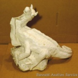 Ceramic serpent or dragon, hand made by Irene Gimeno. In good condition. Measures 7.5 in. tall x 10