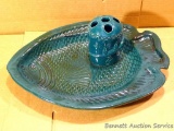 Forest green ceramic fish platter and toothbrush holder by Irene Gimeno. Both in good condition.