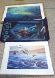 Lot of prints incl. signed 'Rafting Oldsquaw' by Heiner Hertling, Remington Guide by Larry Duke, and