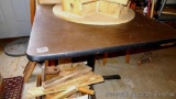 3' square table is very sturdy. Comes with a step stool and a whole bunch of wood scrap.