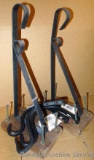 Two barn board and wrought iron wall mount plant hangers, 13