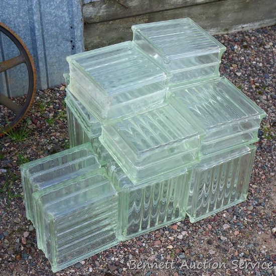 Sixteen glass window blocks are 8" x 8" x 4".