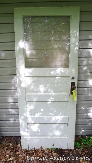 Old triple raised panel door is 32" x 79".