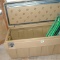 Lock'r storage box has a padded seat on top. Measures about 32