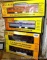 Four Rail King model trains with original boxes. All trains look to be in good condition, boxes are